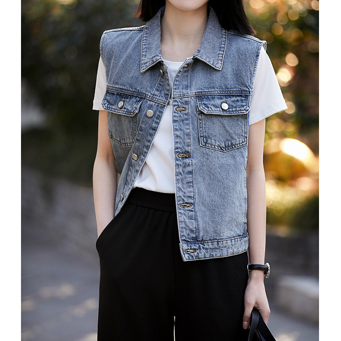Xinjiang-Chaleco vaquero lavad - Summer Clothing Staples reseña y precio