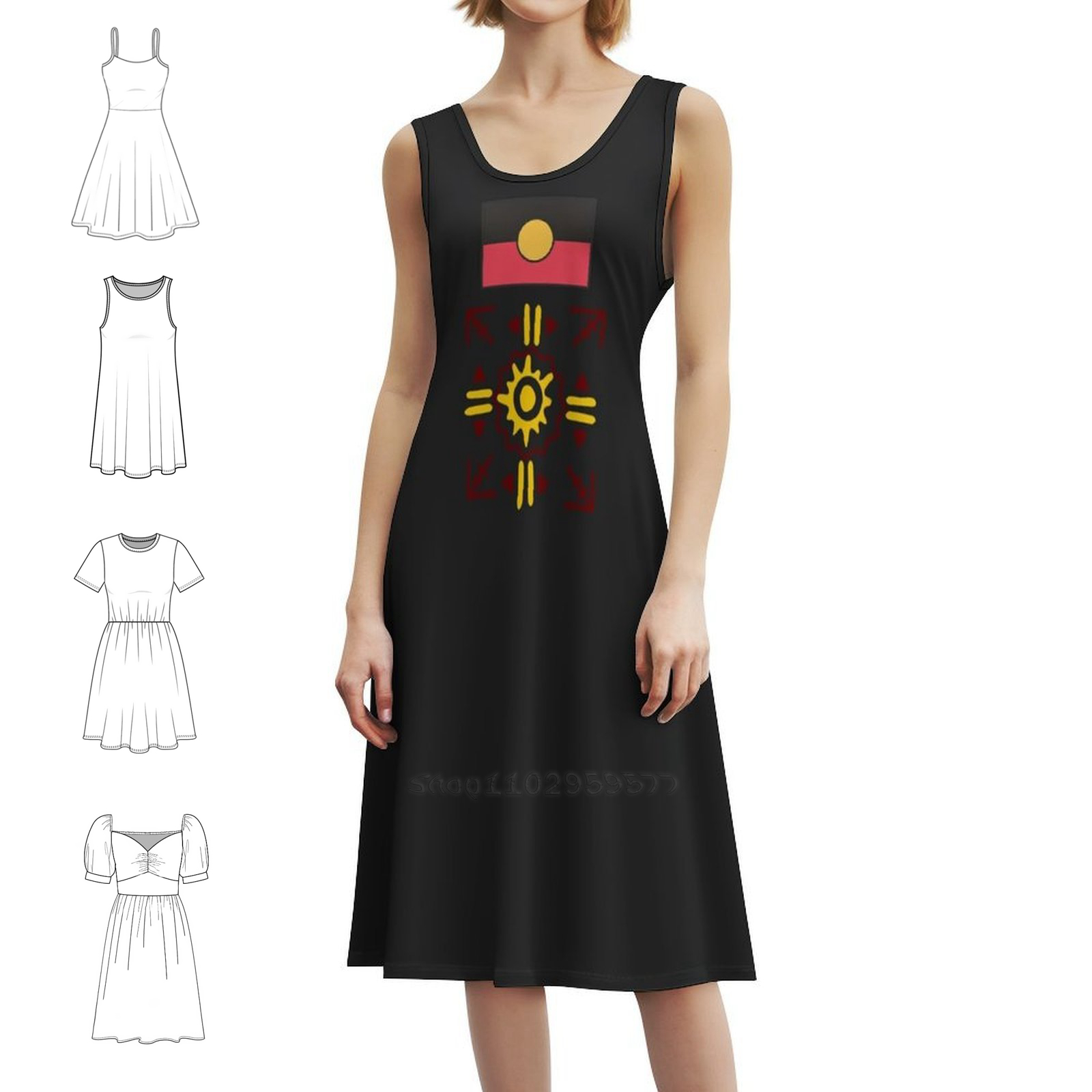 Minivestido aborigen de estilo - Summer Clothing Women Australia reseña y precio