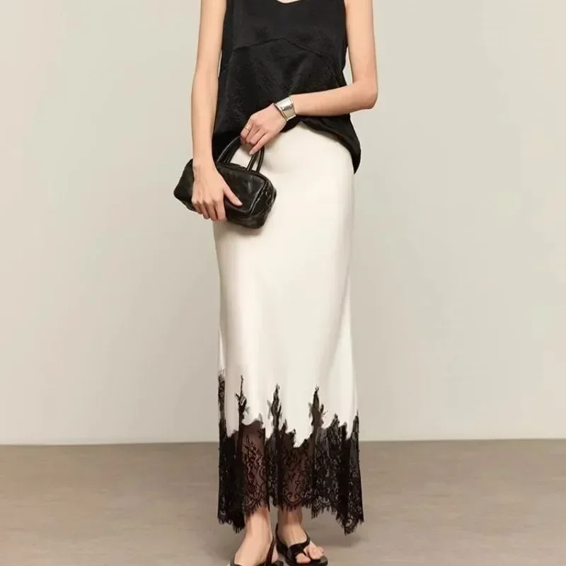 Falda Midi con borde de encaje - Summer Clothing Wraps reseña y precio